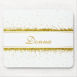 Faux Dourado Glitter Confetti Name - Mousepad