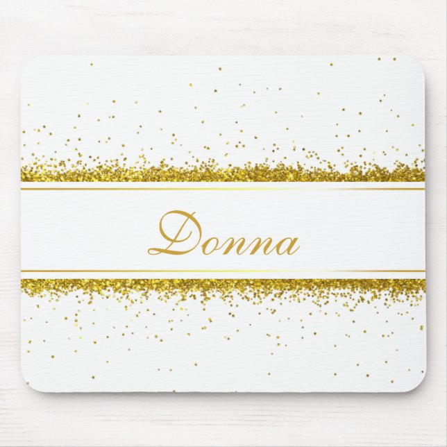 Faux Dourado Glitter Confetti Name - Mousepad (Frente)