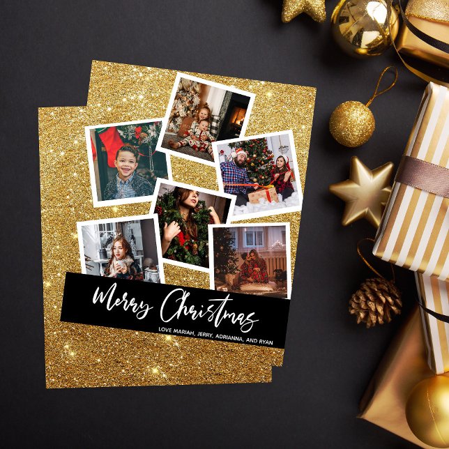 Faux Dourado Glitter Multi-Photo Natal (Criador carregado)
