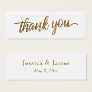 Faux Dourado Glitter Script Obrigado Favor De Casa