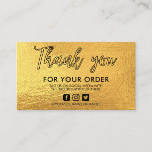 Faux Dourado Obrigado Trendy Cartão de visita