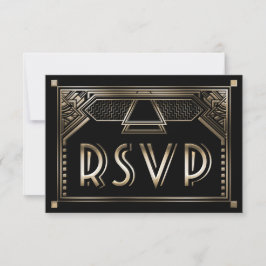 Faux Dourado Shaded Gatsby Art Deco Wedding RSVP