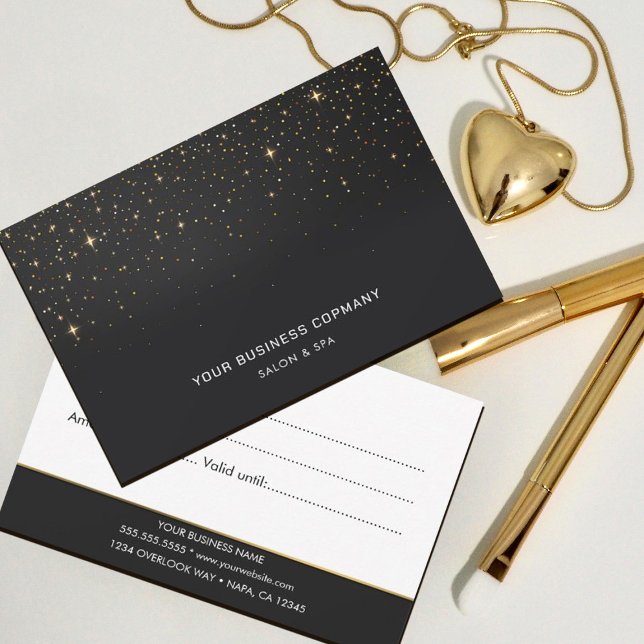 Faux Dourado Sparkles no certificado de presente p (#GoldGlitterLashBeauty #blackandgold #simple #modern #sparkles #sepiagoldsequin #luxury #faux)
