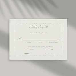 Faux Embossed Beaded Ecru Formal Weding RSVP