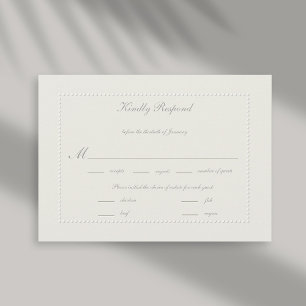 Faux Embossed Beaded Ecru Formal Weding RSVP