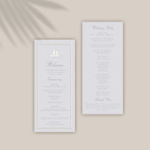 Faux Embossed Coastal Boat Formal Weding Program