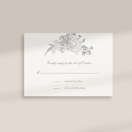Faux Embossed Peony Formal Pearl Wedl Placa RSVP
