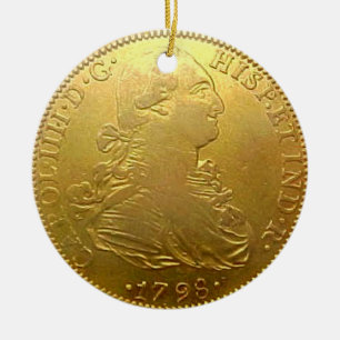 Faux espanhol Dourado Doubloon Enfeites de natal