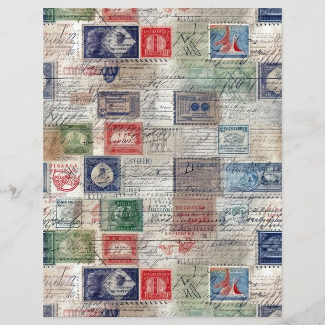 Faux Fantasy Postage Stamp Collage 5 (Verso)