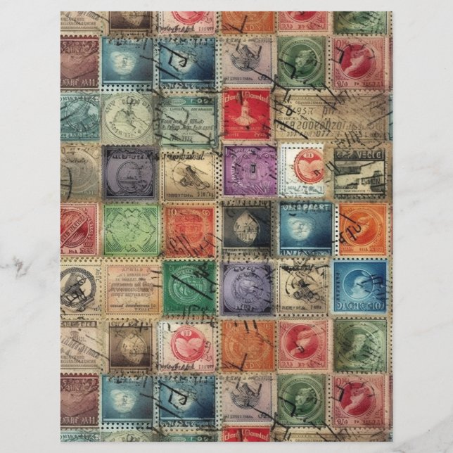 Faux Fantasy Postage Stamp Collage 7 (Verso)