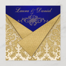 FAUX FLAPS Blue, Convite para recepção de Dourado 