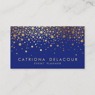 Faux Gold Foil Confetti Cartão de visita Azul