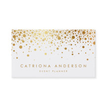 Faux Gold Foil Confetti Cartão de visita | Branco