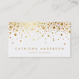 Faux Gold Foil Confetti Cartão de visita | Branco