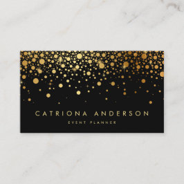 Faux Gold Foil Confetti Cartão de visita | Preto