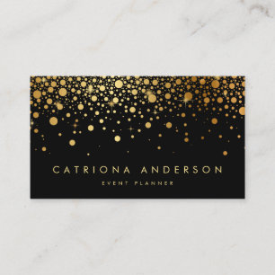 Faux Gold Foil Confetti Cartão de visita   Preto