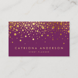 Faux Gold Foil Confetti Cartão de visita   Roxo II