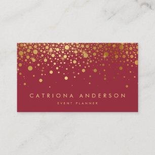 Faux Gold Foil Confetti Cartão de visita Vermelh