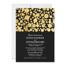 Faux Gold Foil Confetti Convite para Casamento Neg