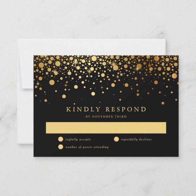 Faux Gold Foil Confetti Pontos de Casamento Cartão (Frente)