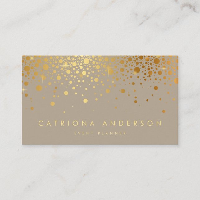 Faux Gold Foil Confetti Pontos Modernos Cartão de  (Frente)