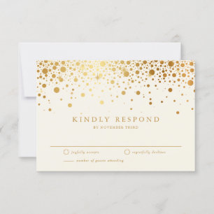 Faux Gold Foil Confetti Pontos   RSVP de Casamento