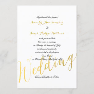 Faux Gold Foil Glamor   Convite Para Casamento