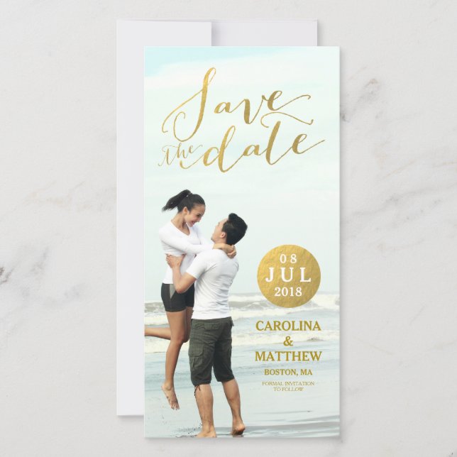 Faux Gold Foil Glamor | Salvar o Cartão com fotos  (Frente)