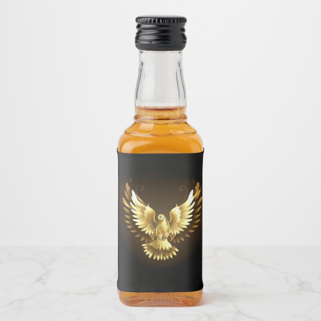 Faux Gold Foil Peace Dove em Preto (Frente)