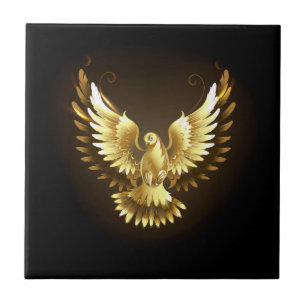 Faux Gold Foil Peace Dove em Preto