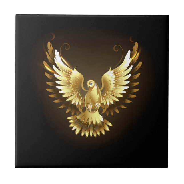 Faux Gold Foil Peace Dove em Preto (Frente)