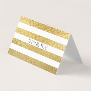 Faux Gold Foil Texture and White Stripe Obrigado