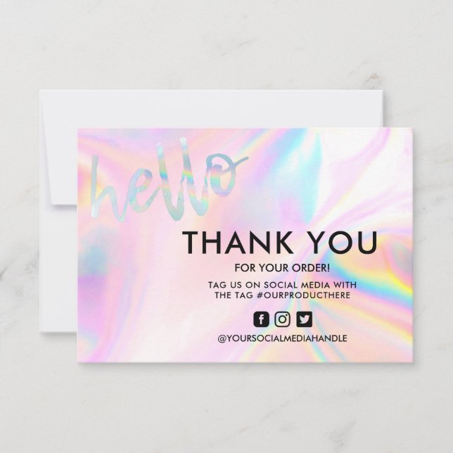 Faux Holographic Olá Obrigado, Media Insert (Frente)