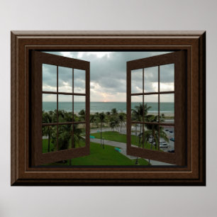 Faux Janela Poster do Oceano Pacífico Tropical