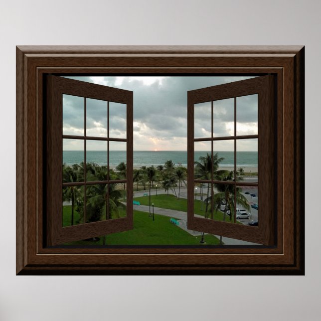 Faux Janela Poster do Oceano Pacífico Tropical (Frente)