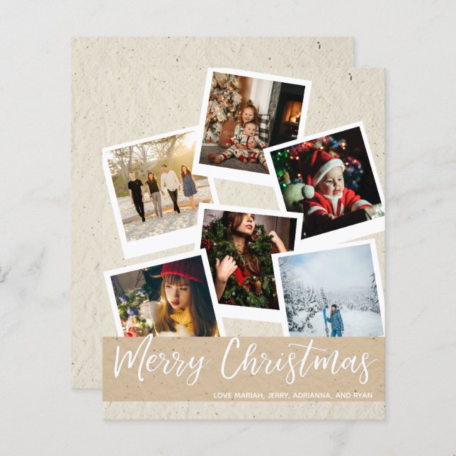 Faux Kraft Instant Multi Photo Christmas (Frente/Verso)