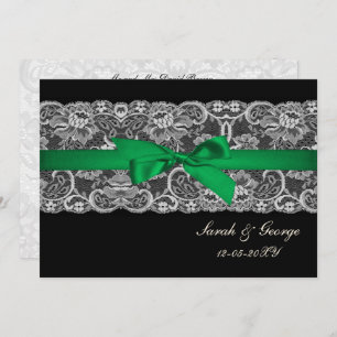 Faux lace ribbon emerald green convites de casamen