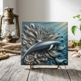 Faux Metal Ocean Reef & Dolphin Decoração