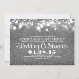 faux prata glitter luzes convites de casamento