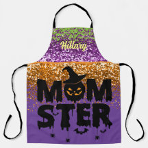 Faux Purple Orange Glitter Halloween Momster