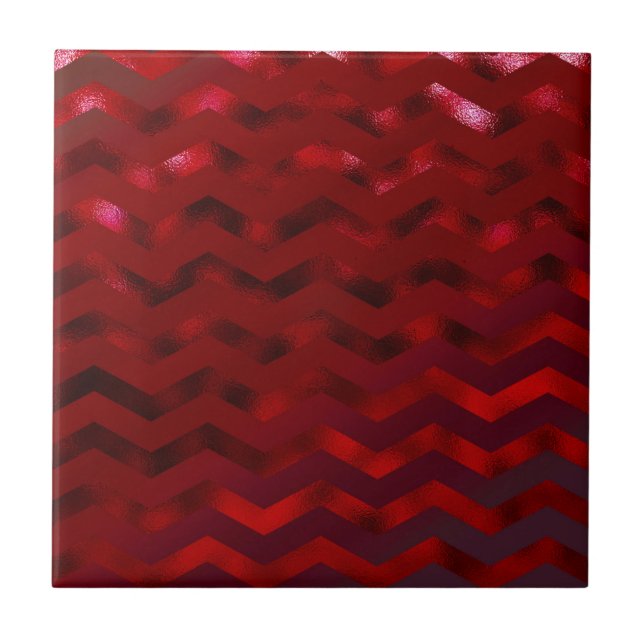 Faux Red Burgundy Black Foil Texron Chevron (Frente)
