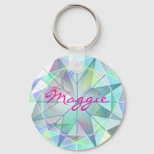 Faux Rhinestone Gemstone Bling Name Chaveiro
