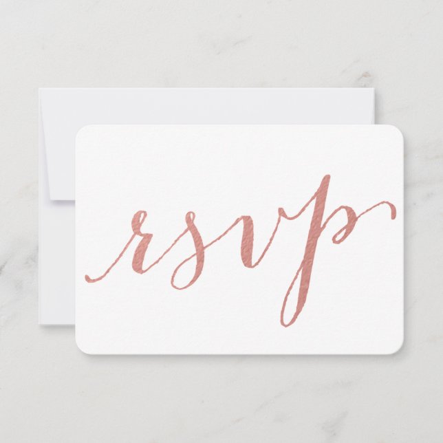 Faux Rosa Gold Foil Glamor | Cartão RSVP de Casame (Frente)