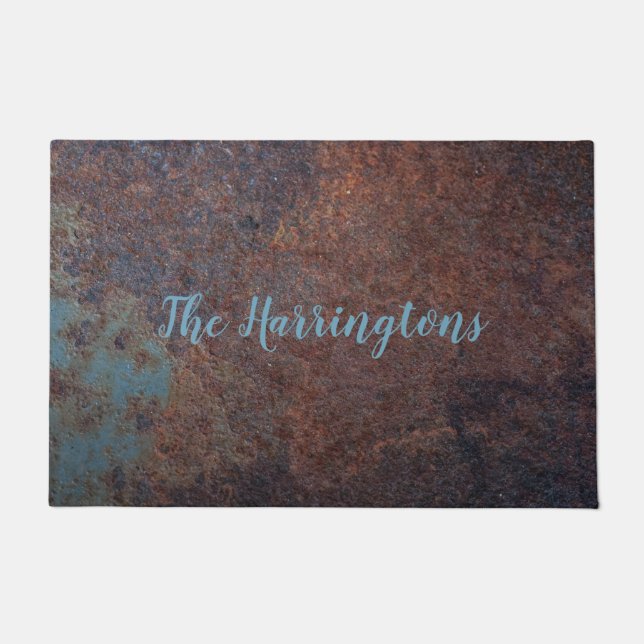 Faux Rusty Metal personalizado tapetes de porta (Frente)