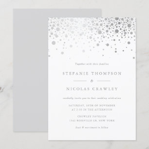 Faux Silver Foil Confetti Dots Convite De Casament