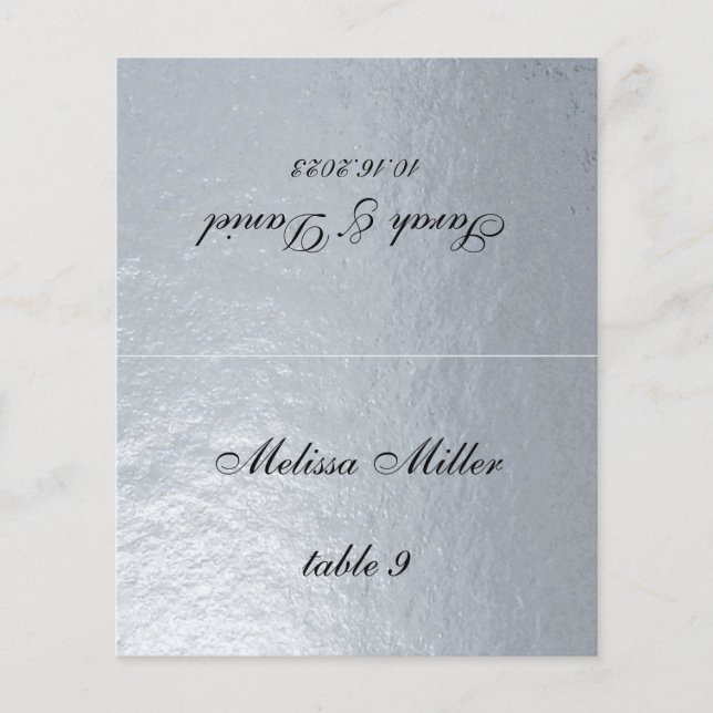 Faux Silver Place Card Nome do convidado impresso (Frente)