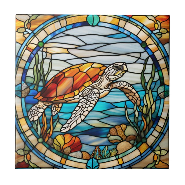 Faux StainGlass Sea Turtle (Frente)