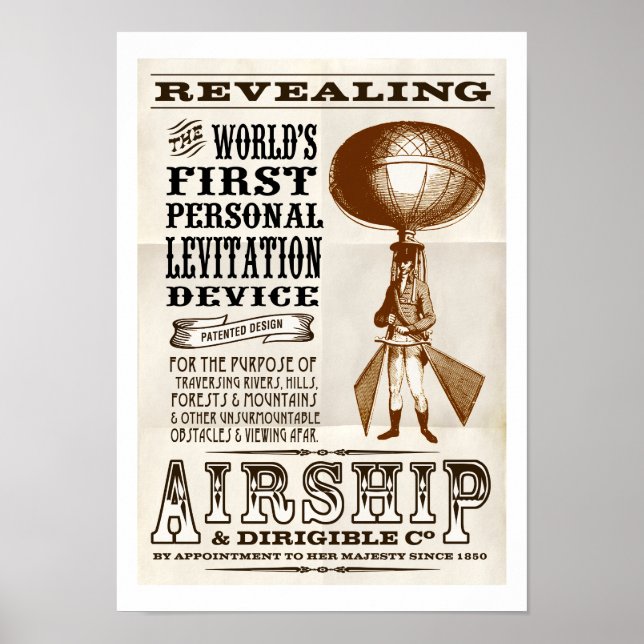 Faux Victorian Airship & Dirigible Co poster (Frente)