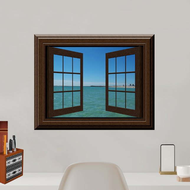 Faux Window Poster Aquamarine Ocean Scene Tranquil (Criador carregado)