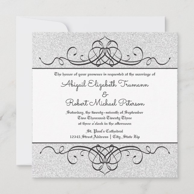 FauxGlitter Vintage Formal Flourish Convite de cas (Frente)